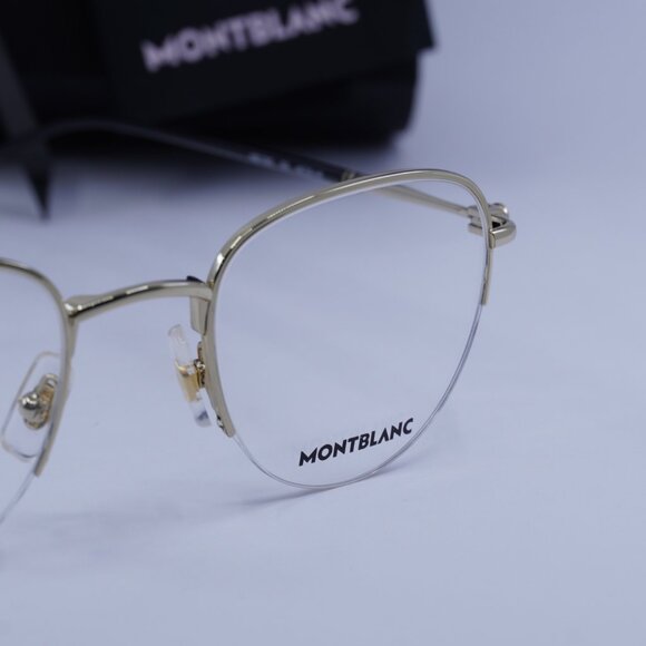 Montblanc MB0129O 002 Geometric Eyeglasses 49mm – Gold - Picture 7 of 10